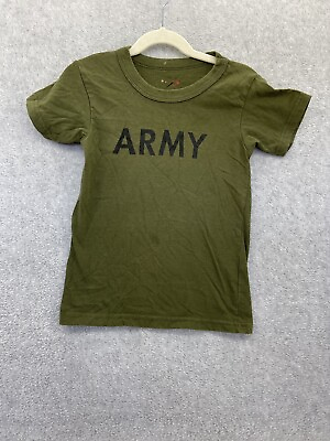 #ad Unbranded Kids Shirt Olive Green Army Short Sleeve $6.99