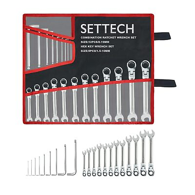 #ad 21PCS Flexible Ratcheting Wrench Set12PCS Metric Wrench Sets CR V flex head ... $50.64