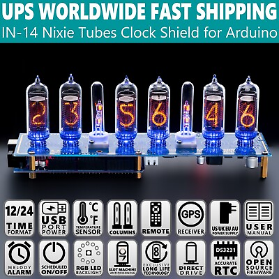 #ad Nixie Tubes Clock IN 14 Arduino Shield NCS314 with Sockets FAST SHIPPING 3 5Days $118.96