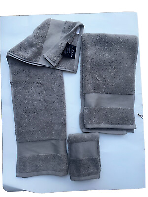 #ad Ralph Lauren Gray Hand Towels 2 amp; Bonus Matching 2 Wash Cloths NWT $42.00