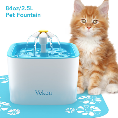 #ad Pet Fountain cat Dog Water Fountain 3 Replacement Filters 1 Silicone Mat Blue $47.36