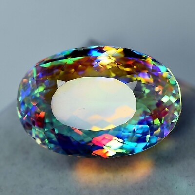 #ad 40 To 50 Ct A Rainbow Mystic Topaz Oval Cut Certified Loose Gemstone Making $13.60