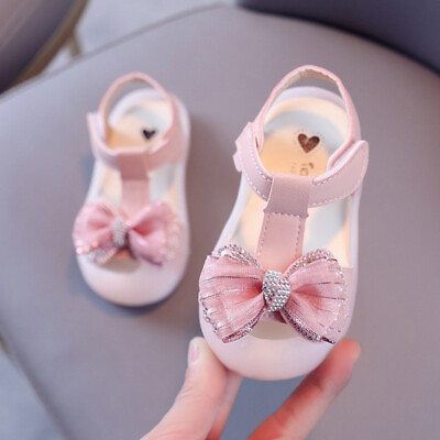 #ad Children Girl Summer Soft Sole Sandals Flats Cute Baby Princess Bows Dress Shoes $19.85