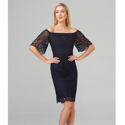 #ad NWT Joseph Ribkoff NAVY Lace Dress SIZE 8 $150.00