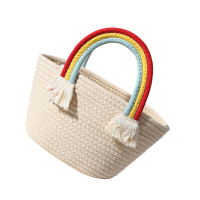 #ad Beach Bag Straw Tote Bags for Kids Pearl Clutch Miss Vacation Weave $17.99