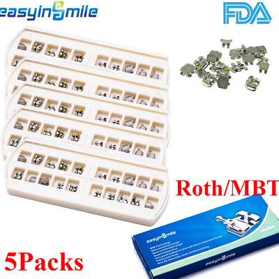#ad 5Pack Dental Orthodontic Brackets Slot 022 Mini Metal Braces Roth MBT with Hooks $18.99