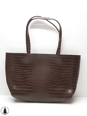 #ad Old Navy Faux Leather Tote Bag NWT Brown Classic Traditional Textured $31.50