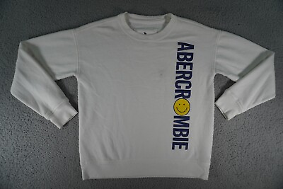 #ad Abercrombie Kids Sweatshirt Youth 11 12 Long Sleeve White Crew Neck Logo $4.24