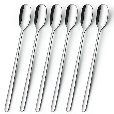 #ad Silver Long Handle Spoons 9.1 Inch Cocktail Mixing Spoons Coffee Spoons Ic... $17.79