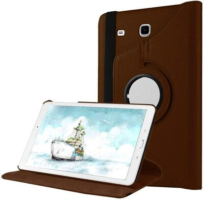 #ad 360 Degree Rotating Leather Stand Case Cover for Samsung Tab E 9.6 T560 Brown $14.95