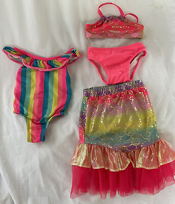 #ad Cat amp; Jack Girls 2T 3 Pc Mermaid Skirt Bikini Swimsuit Set Penelopemack Suit. $15.97