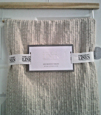 #ad Pure Luxury Linen Decorative Throw Linen Rich Textured Beige 50x60in $51.39