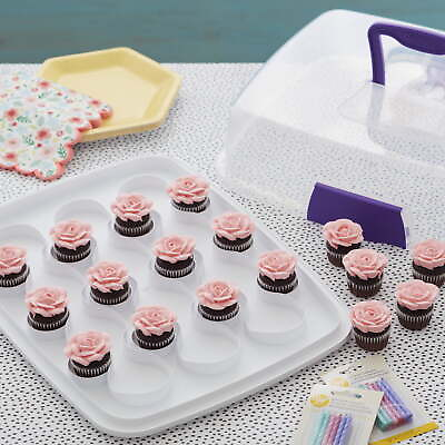 #ad Portable Cake amp;Cupcake Carrier Holder Cupcake Container w Clear Cover Plastic US $25.26