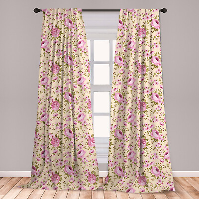 #ad Peony Microfiber Curtains 2 Panel Set for Living Room Bedroom in 3 Sizes $28.99