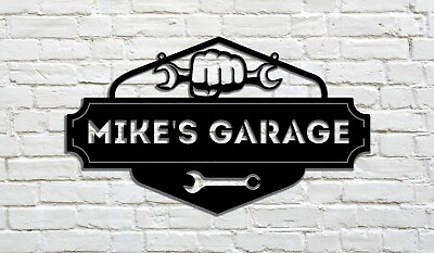 #ad PERSONALIZED Garage Metal Sign Father#x27;s Day Gift Custom Hanging Steel Sigs Gifts $55.00