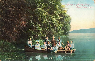 #ad Having a Bathing Party Silver Lake Ohio OH 1911 Vintage Postcard $6.29