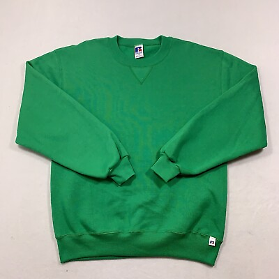 #ad Vtg 90s Russell Athletic Sweatshirt Mens Medium Green Blank Single V 50 50 USA M $24.88