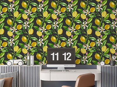 #ad 3D Plant Green Leaf Lemon Wallpaper Wall Mural Peel and Stick Wallpaper 81 AU $349.99