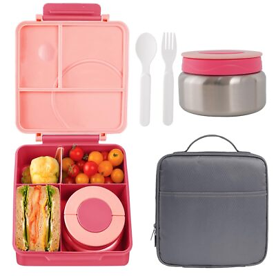 #ad Bento box for kids Insulated Lunch Box with 8oz thermos Food Jar and lunch ... $49.77