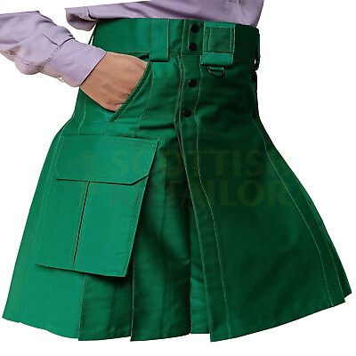 #ad Scottish Handmade Green Tactical Duty Kilt Utility Kilt Hybrid Custom Kilts $58.00