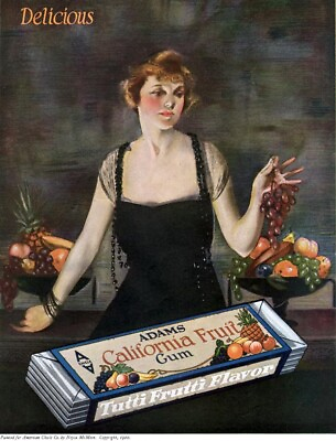 #ad Neysa McMein Adams California Tutti Frutti Fruit Gum 1921 Magazine Print Ad $24.99