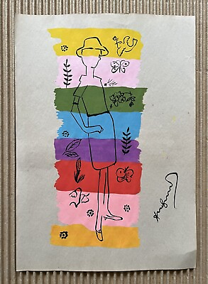 #ad Andy Warhol painting on paper Handmade signed and stamped mixed media $145.00