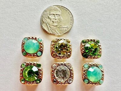 #ad 2 Hole Slider Beads Gaiety Assorted Greens in Gold #6 $6.95