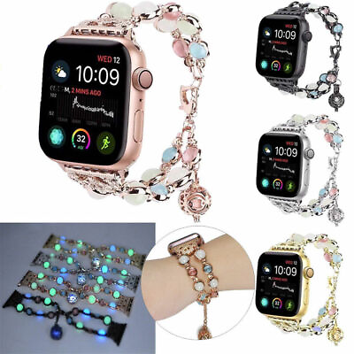 #ad Luminous Pearl Beads Bracelet Strap Watch Band For Fitbit Versa Versa 2 lite $14.99