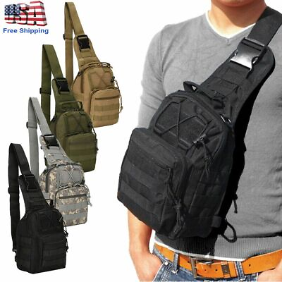 #ad Men Molle Backpack Tactical Sling Chest Bag Assault Pack Messenger Shoulder Bag $11.69