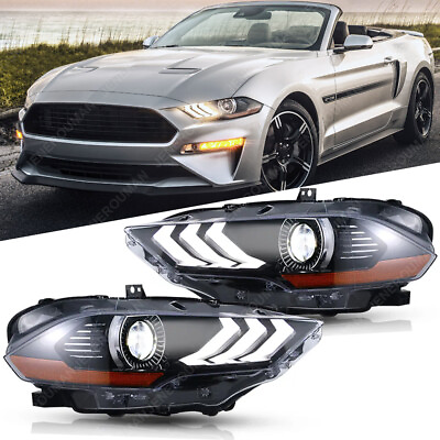 #ad Pair of Headlights For 18 23 Ford Mustang Full LED Projector Headlamps DRL LH RH $275.99