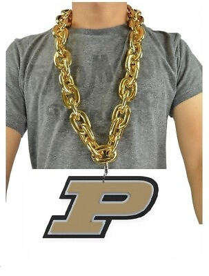 #ad New NCAA PURDUE BOILERMAKERS GOLD Fan Chain Necklace Foam Logo $32.18