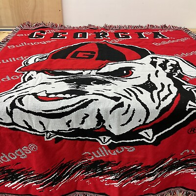 #ad Vintage GEORGIA BULLDOGS 45 X 60 Woven Tapestry Throw Blanket Northwest Company $30.95