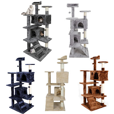 #ad 53quot; Cat Tree Cando Tower Activity Center Pet Furniture Grey Beige Blue Brown $46.58