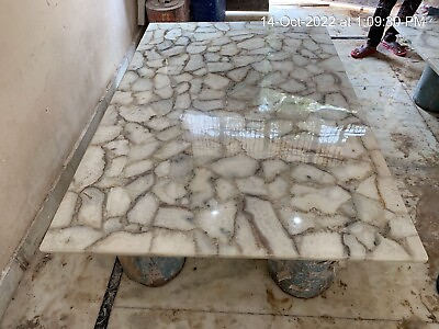 #ad 24quot;x36quot; White Agate Table Top Counter Top Healing Table for Home and Office Deco $971.15