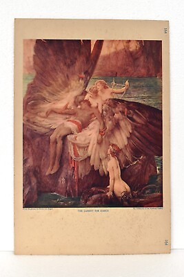 #ad Vintage Colour Lithograph Print The Lament For Icarus By Herbert J Draper Old. $89.00