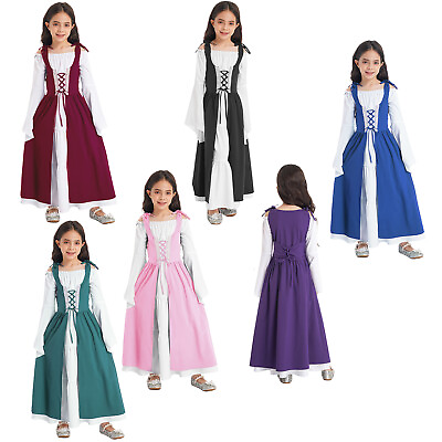 #ad Girls Medieval Princess Costume Renaissance Robe Retro Gown Dress Cosplay Party $23.71
