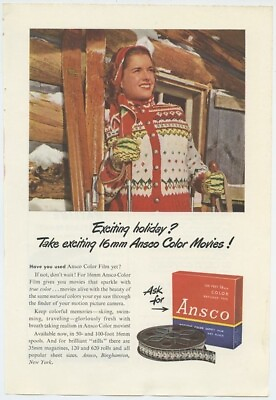 #ad Ansco Taking Exciting 16mm Color Movies Christmas 1947 Vintage Ad $6.80