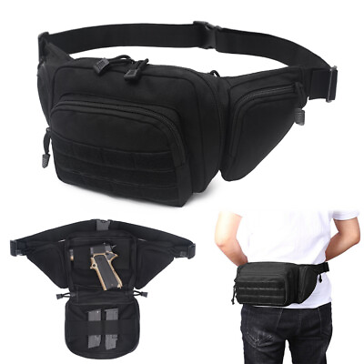 #ad Mens Military Tactical Fanny Pack Concealed Carry Pistol Waist Pouch Gun Holster $9.79