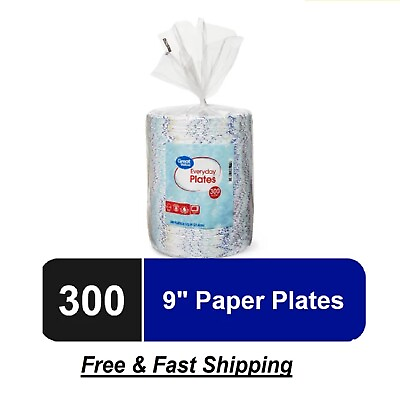 #ad Great Value Disposable Paper Plates 9In Bulk Strong Microwave 300ct $14.00