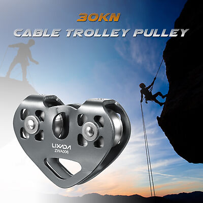 #ad Lixada 30kN Cable Trolley Dual Pulley Wheel Heart Shape Outdoor Equipment $27.99