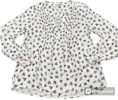 #ad Lucky Brand Women#x27;s Boho Top Gauze Floral Blouse Medium $13.99