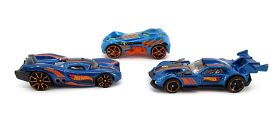 #ad Lot of 3 Hot Wheels Blue Race Cars 2014 GT Hunter 2014 RD 03 2007 Prototype H 24 $11.99