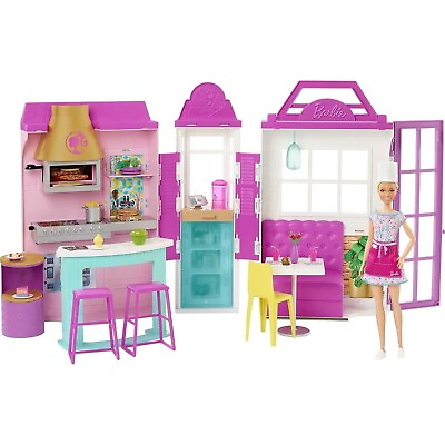 #ad ​Barbie Cook #x27;n Grill Restaurant Playset amp; Barbie Doll 30 Pieces DAMAGED BOX GBP 40.89