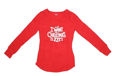 #ad Old Navy Thermal Long Sleeve Graphic T Shirt All I Want Christmas ZZZ Womens S $9.99