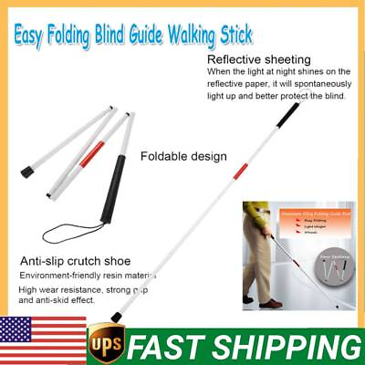 #ad Easy Folding BLIND GUIDE STICK Visually Impaired Crutch Cane Blind Walking Stick $10.77