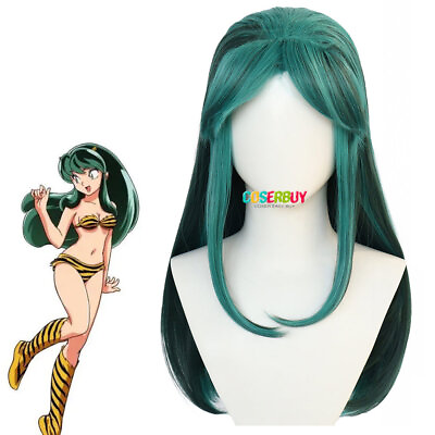 #ad Anime Urusei Yatsura Lum Invader Cosplay Wig Long Green Hair Wig Prop Halloween $16.73