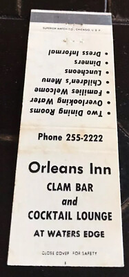 #ad Matchbook Cover Orleans Inn Clam Bar amp; Lounge At Waters Edge $3.49