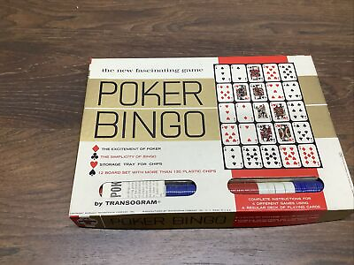 #ad Poker Bingo Face Card Chips Vintage 1963 Card Board Game 12 Boards $7.47