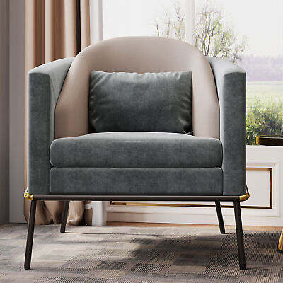 #ad Modern Upholstered Accent Chair Metal Leg Comfortable Armchair Tufted Club Chair $249.99