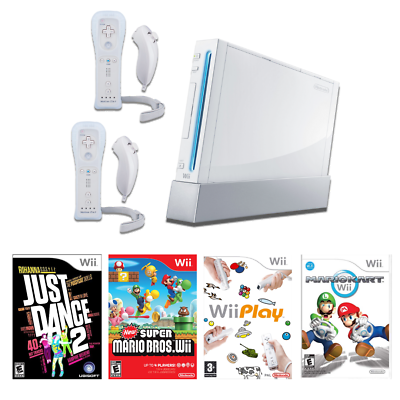 #ad REFURBISHED Nintendo Wii Console HDMI NEW Motion Plus Controllers GAMES $189.99
